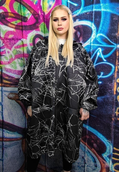 Spider web jacket handmade Gothic windbreaker in black