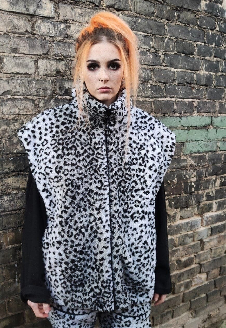 Leopard fleece bomber handmade animal 2 in 1 tie-dye jacket
