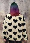 Faux fur heart coat retro fluffy fleece grunge bomber cream