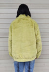 Fleece aviator jacket faux fur fluffy soft coat salad green