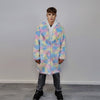 Faux fur long unicorn coat rainbow trench pastel raver bomber fluffy winter tie-dye fleece festival jacket burning man barbie coat pink blue