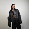 Faux leather varsity hip-hop college bomber racing MA1 coat