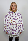 Floral fleece jacket daisy print fluffy bomber hooded coat