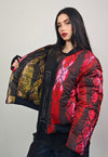 Snake print varsity jacket red python reversible 4in1 bomber