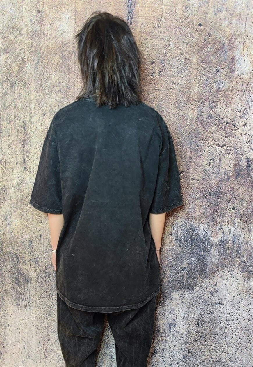 Gothic bear t-shirt grunge tee retro teddy top in acid black