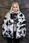 Cow fleece jacket punk faux fur fluffy animal bomber white