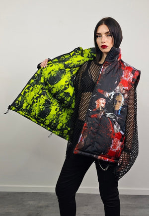 Gothic bomber reversible creepy jacket detachable puffer