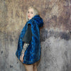 Luxury snake jacket faux fur python print bomber handmade detachable fluffy fleece puffer premium grunge hooded coat in blue