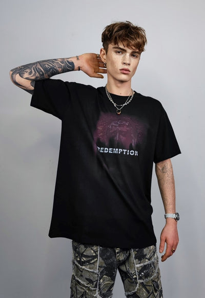 Redemption t-shirt grunge saint tee Gothic slogan top black