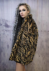 Zebra fleece jacket in brown animal print stripe bomber