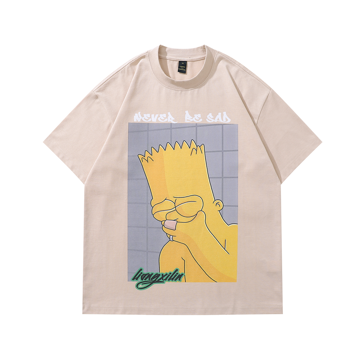 Vintage Bart Simpson t-shirt sad boy tee retro cartoon top in Beige