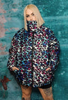 Leopard bomber handmade detachable animal print in pink blue