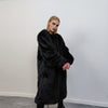 Long faux fur coat handmade fluffy luxury bomber premium fleece jacket detachable sleeve trench in black