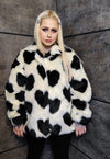 Faux fur heart jacket fluffy fleece love punk bomber white