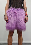 Shaggy fur shorts purple fuzzy cropped festival trousers