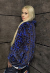 Leopard fleece jacket handmade reversible animal bomber blue