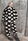 Heart fleece jacket hand made faux fur love bomber in black