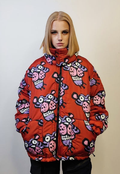 Panther bomber reversible jacket detachable cartoon puffer