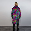 Tie-dye Faux fur leopard coat rainbow long trench marshmallow raver jacket fluffy cheetah fleece festival bomber burning man coat pink blue