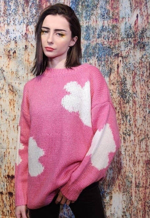 Daisy knitwear sweater floral knitted jumper in pastel pink