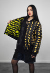 Striped varsity jacket black animal print reversible bomber