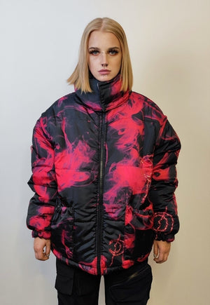 Smoke bomber reversible jacket detachable grunge puffer