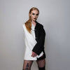 Color block blazer Cruella de Vil jacket textured party bomber grunge going out dual colour coat premium catwalk jacket in white black