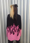 Flame knitwear sweater Korean top fire burning jumper pink