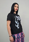 Flame print t-shirt slim fit unisex 90 number tee raver top