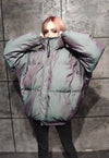 Luminous bomber shiny jacket reflective puffer silver purple