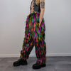 Striped neon fur joggers raver pants fluffy zebra trousers skiing fleece tie-dye overalls festival bottoms burning man pants in black pink