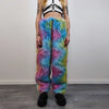 Rainbow faux fur joggers unicorn raver pants fluffy psychedelic trousers ski fleece tie-dye overalls festival bottoms burning man pants blue