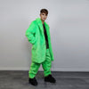 Neon faux fur joggers winter raver pants fluffy skiing trousers mountain fleece overalls festival bottoms burning man pants in green