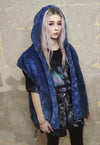 Snake fleece jacket detachable handmade Python bomber blue