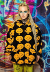 Emoji fleece jacket handmade detachable raver puffer black