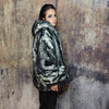 Faux fur luxury jacket handmade premium fleece jacket fluffy hooded coat grunge bomber tie-dye puffer in vintage acid grey