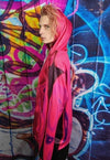 Body print hoodie thermal pullover raver jumper in acid red