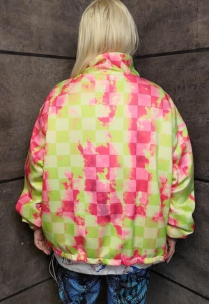 Reversible Vans check fleece jacket handmade chess coat