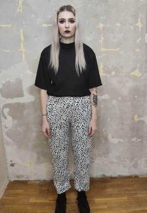 Leopard print joggers thin animal print overalls in white