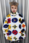 Geometric floral jacket handmade reversible fleece coat