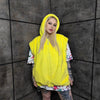 Yellow fleece jacket handmade detachable fluffy bomber fluorescent faux fur premium raver coat in bright neon yellow