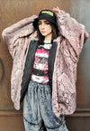 Python faux fur bomber handmade detachable snake jacket pink