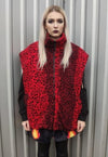 Leopard fleece bomber handmade animal tie-dye 2 in 1 jacket