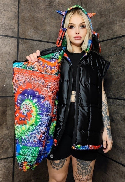 Bandanna bomber jacket handmade detachable paisley puffer