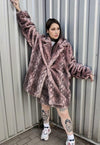 Faux fur python bomber detachable hand made snake vest pink