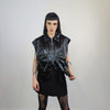 Shiny sleeveless jacket rubber feel utility gilet grunge gorpcore vest jacket luminous plastic bomber raver tank top in black