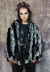 Faux fur jacket animal print bomber leopard coat in black