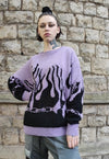 Flame knitted sweater purple fire box fit knitwear jumper