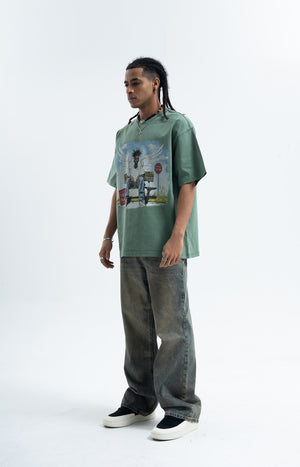 Dead rapper t-shirt hip-hop tee angel print top in grey
