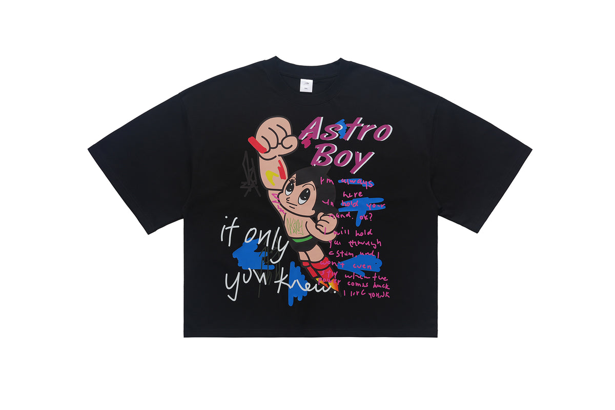 Vintage Astro boy t-shirt retro cartoon top in black